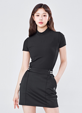 Golf Ribbed Mock Neck Slim Fit Short Sleeve